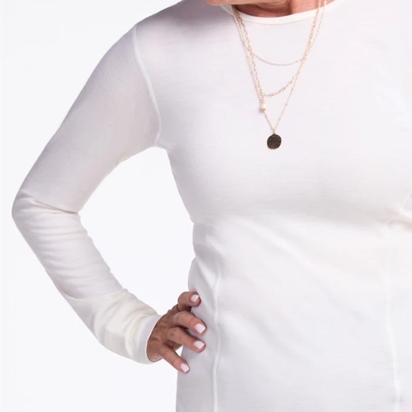 Woolx NWOT Hannah Merino Wool Long Sleeve Cold Weather Top in Buttercream - Picture 9 of 11